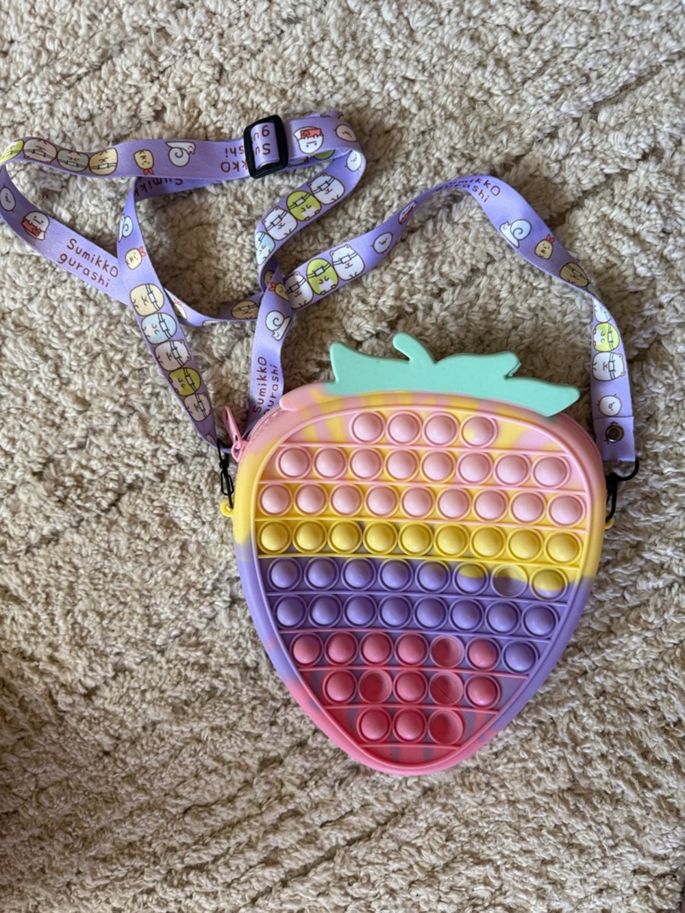 Kids Strawberry Pop-It Crossbody Bag - 2-in-1 sensory fidget and crossbody bag!